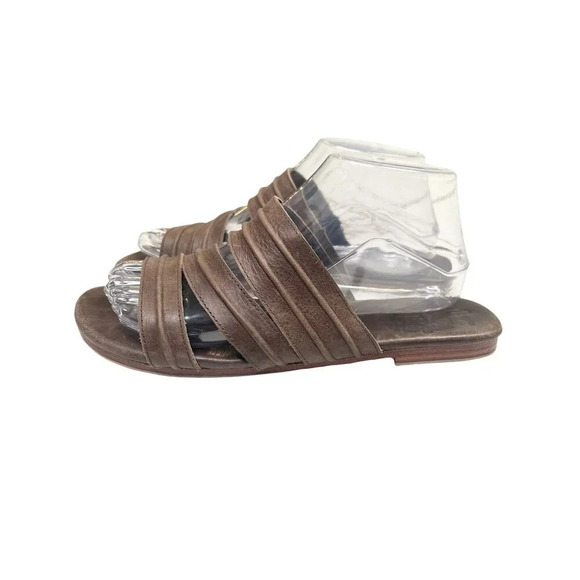 ELF Handmade Leather Sandals 9 Brown 3 Strap Boho Strappy Bali Granola Girl - Picture 4 of 11